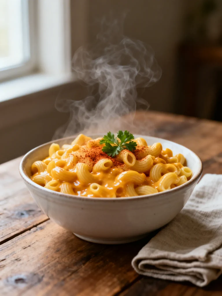Creamy one pot mac and cheese recipe ready in 20 minutes — golden cheddar sauce on elbow pasta