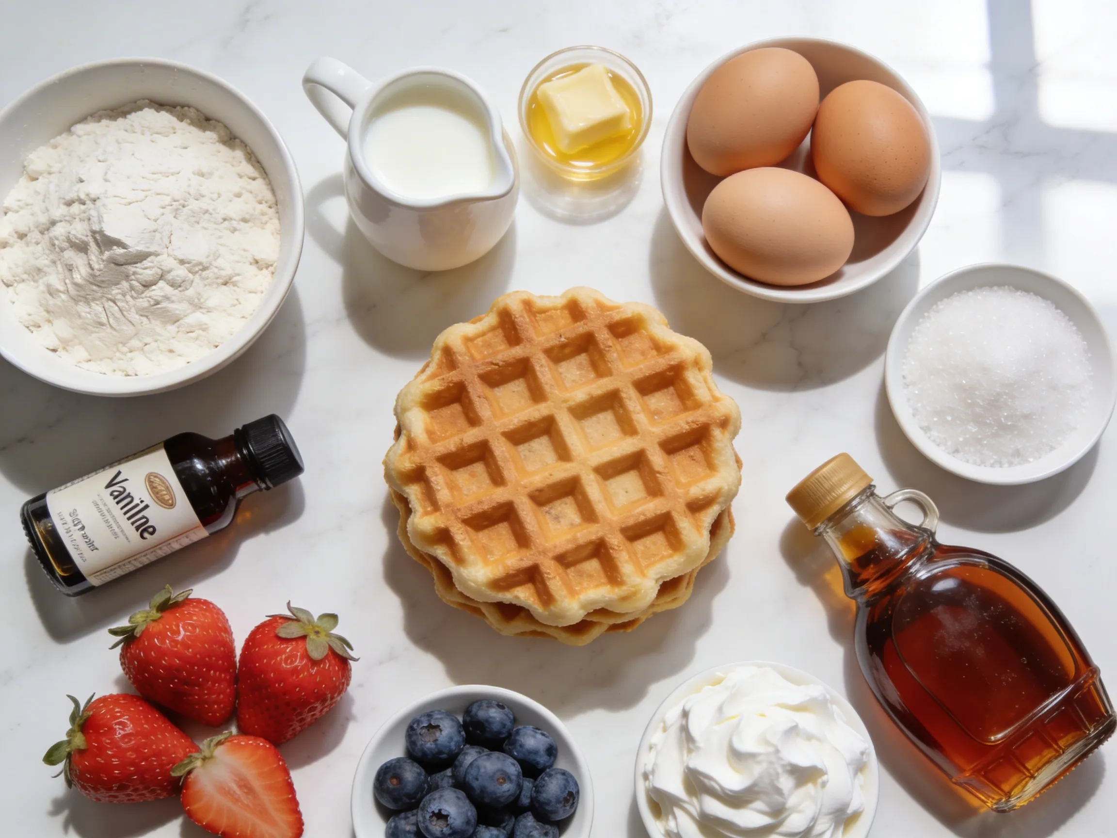 Crispy Belgian Waffle Recipe — Light, Fluffy & Perfect for Brunch ingredients