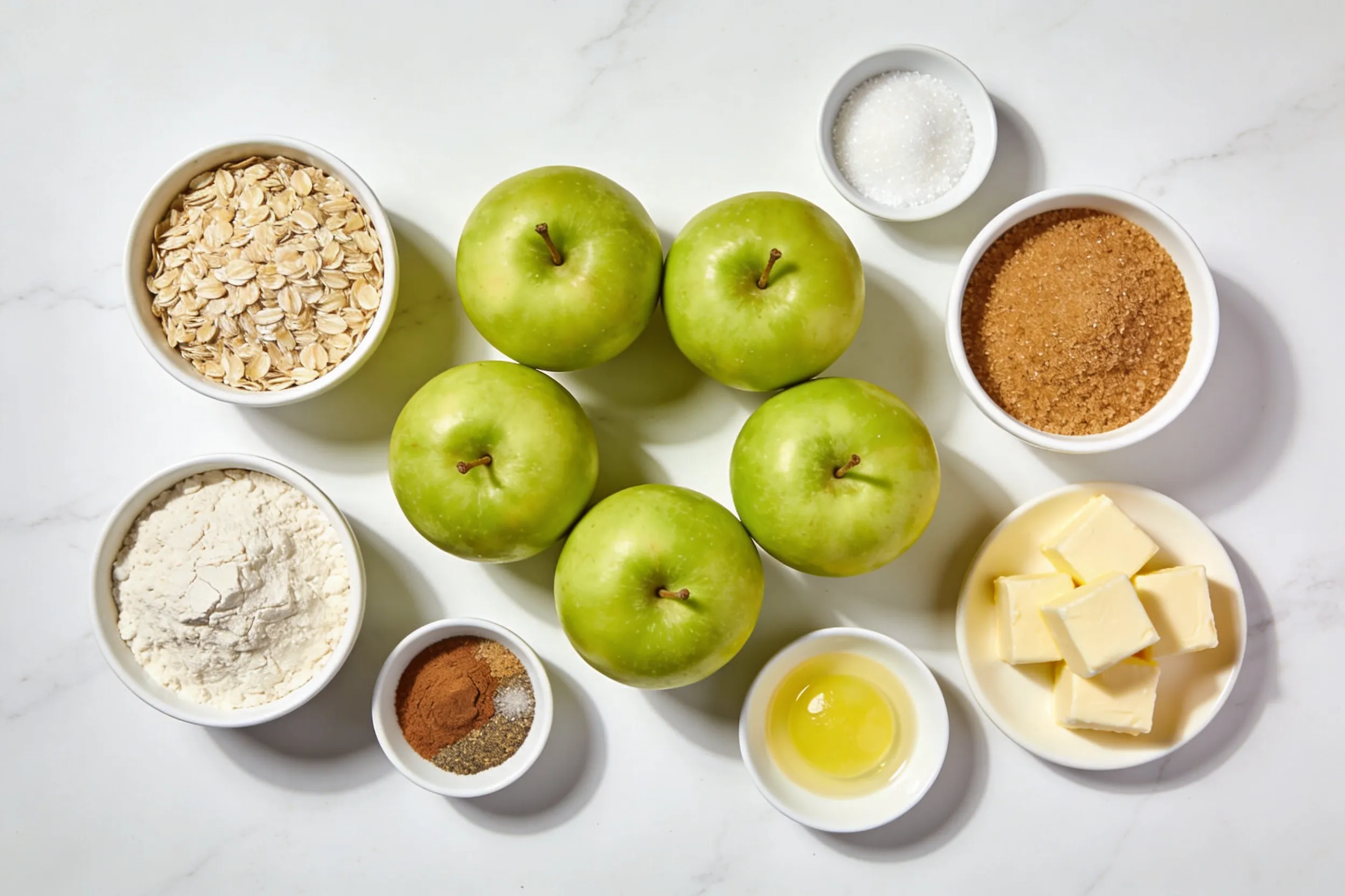 Easy Apple Crisp Recipe — Warm, Cozy & Topped With Crunchy Oat Crumble ingredients