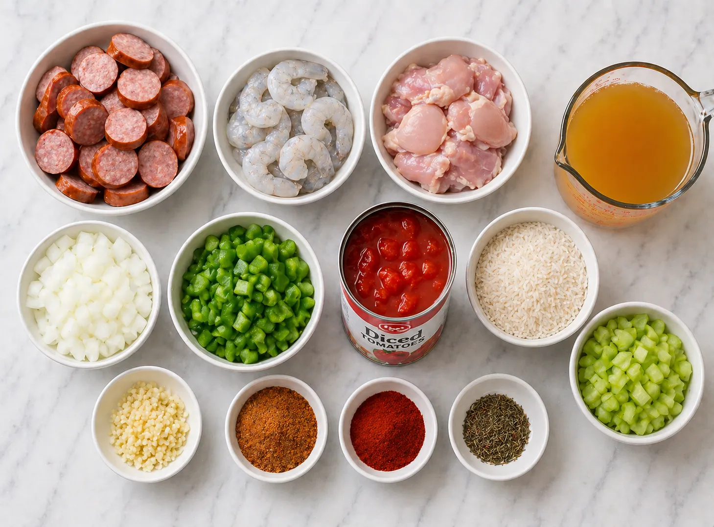 Authentic New Orleans Jambalaya Recipe — Smoky, Spicy & Full of Flavo ingredients