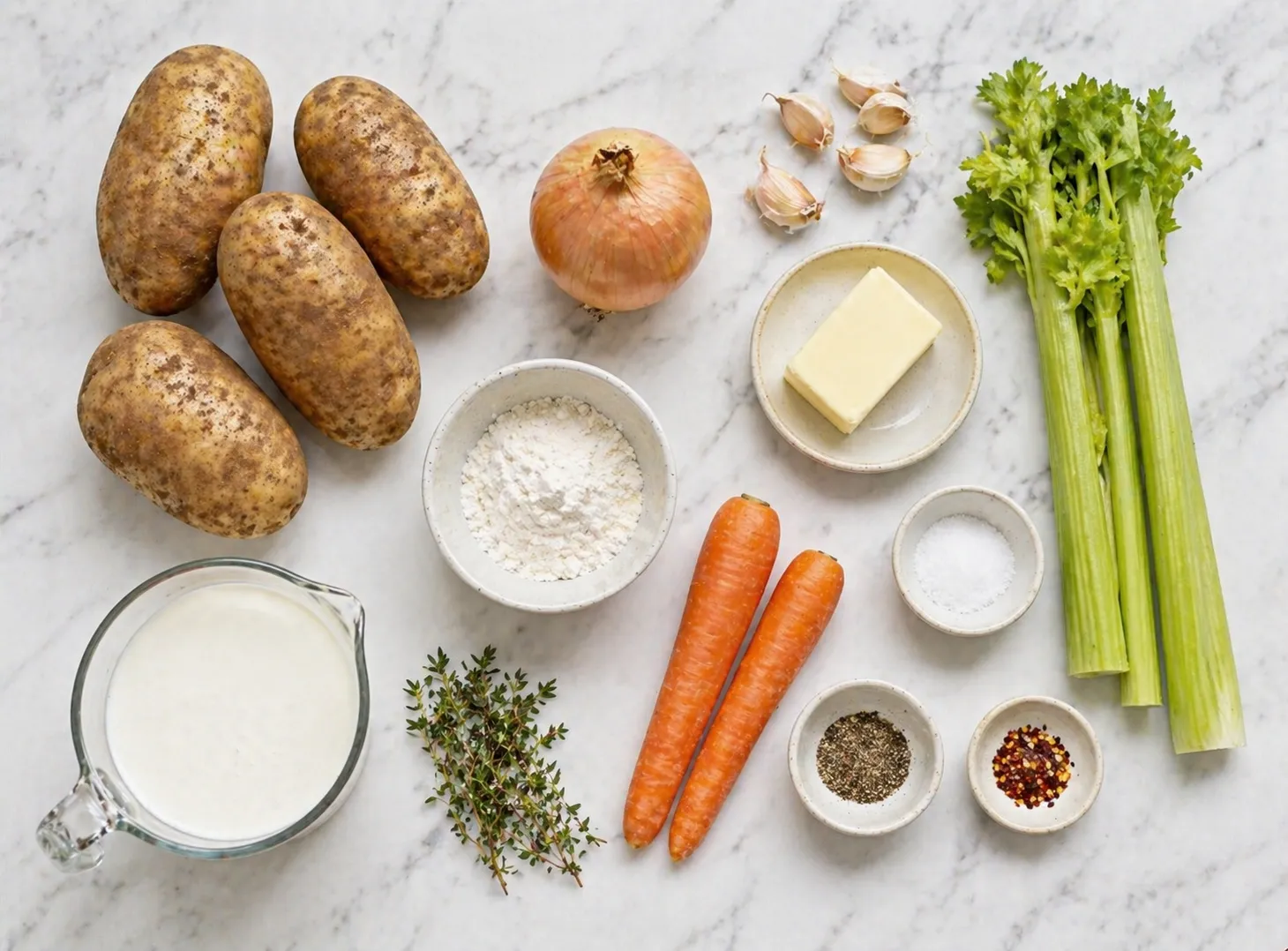 Thick & Creamy Potato Soup Recipe — Warm, Filling & Perfect For Cold Days ingredients