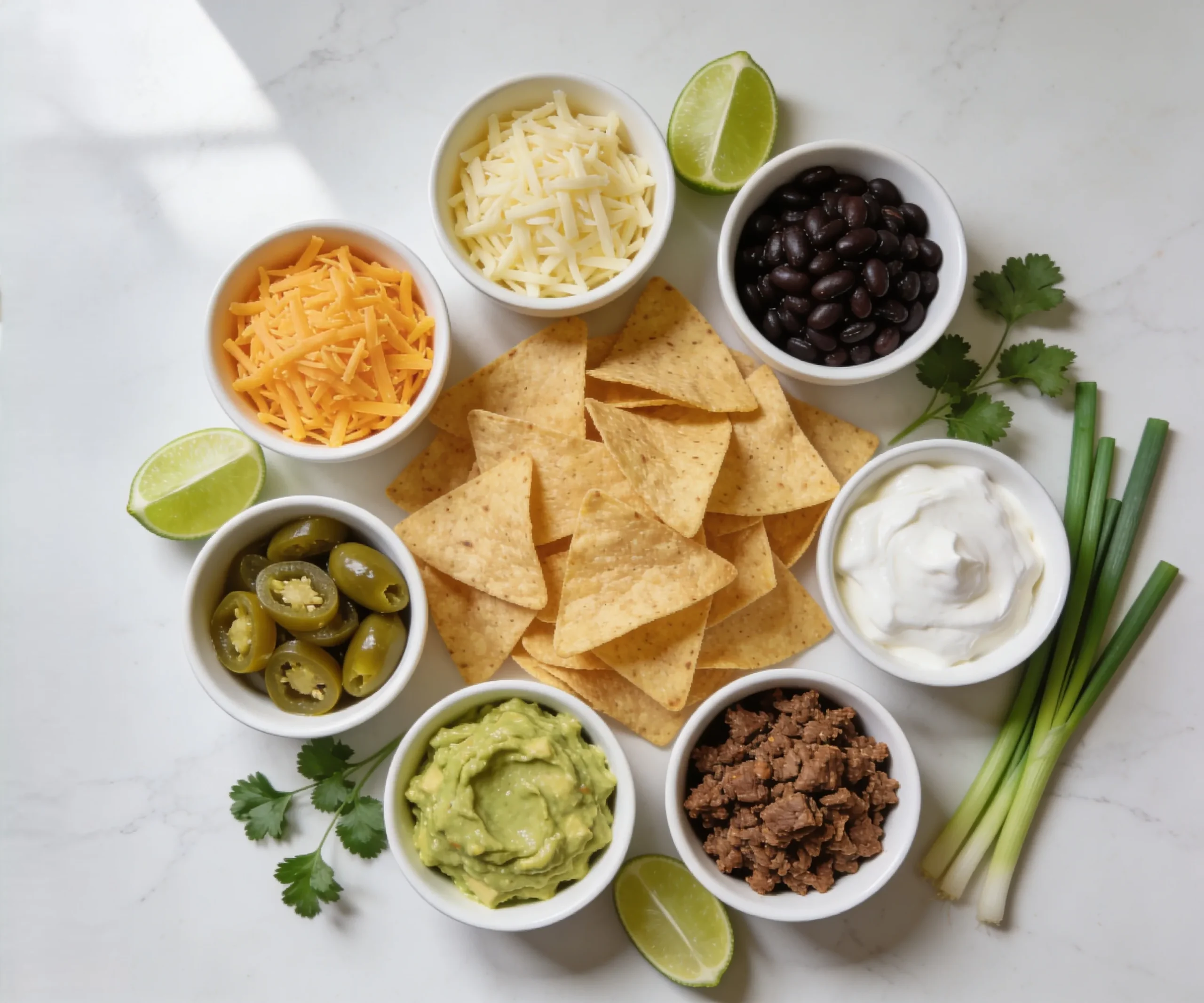 Loaded Nachos Recipe — Crispy Chips Smothered in Cheese & All The Toppings ingredients