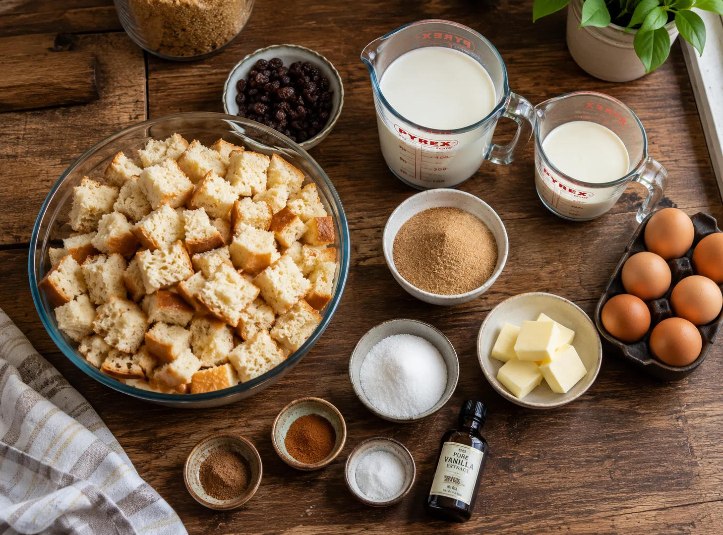 Old-Fashioned Bread Pudding Recipe With Vanilla Sauce — Warm & Indulgent ingredients
