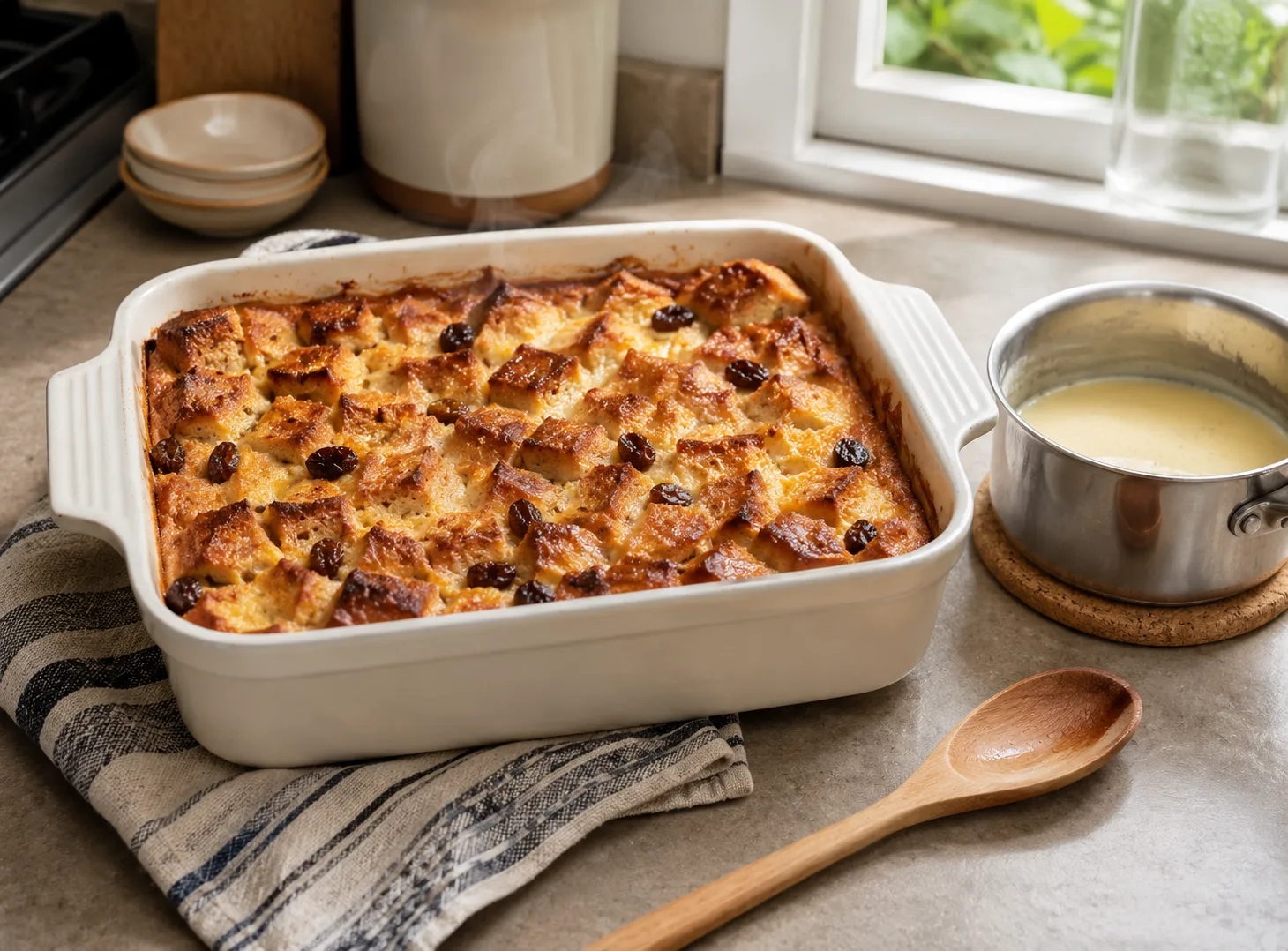 Old-Fashioned Bread Pudding Recipe With Vanilla Sauce — Warm & Indulgent instructions