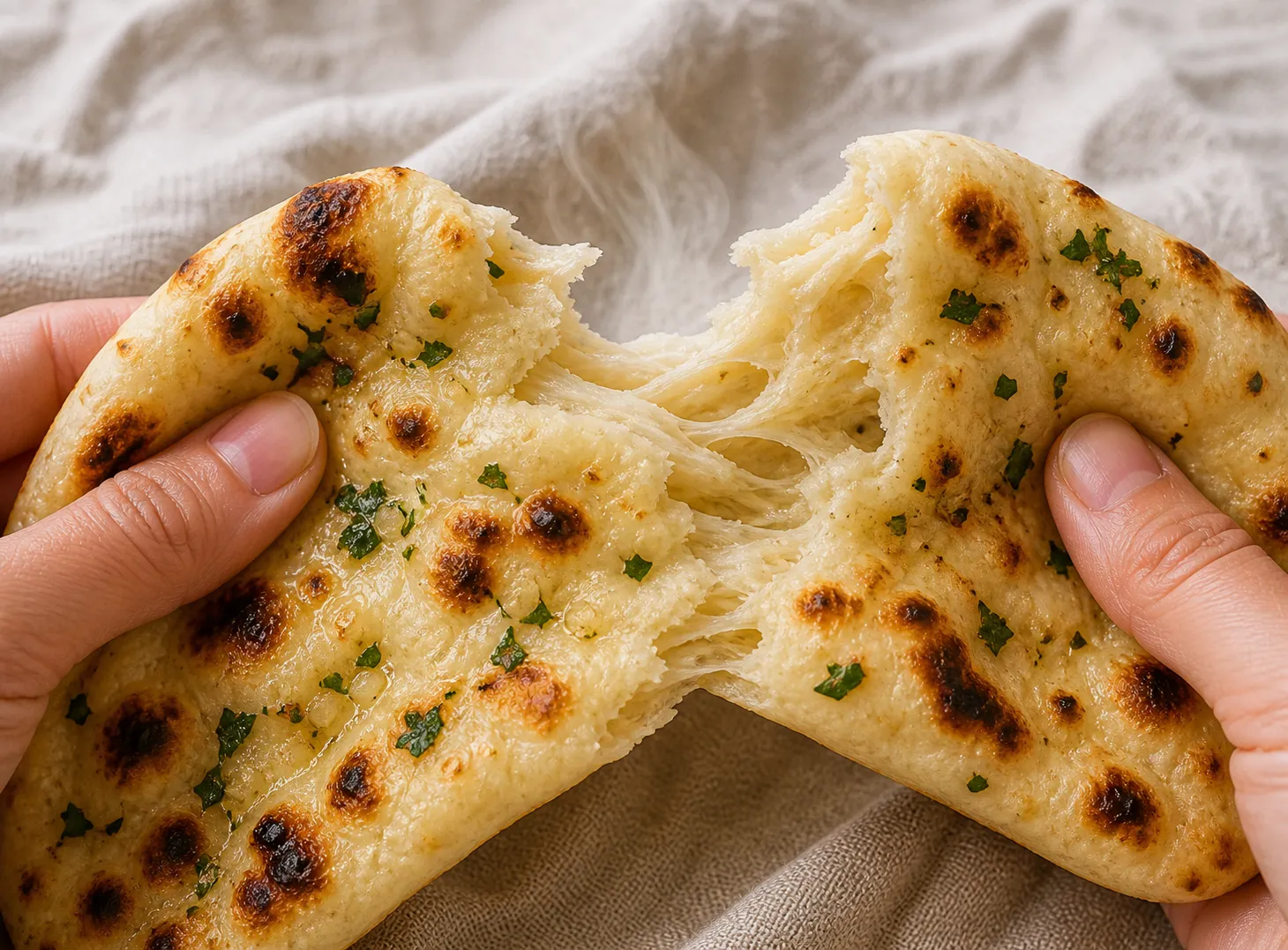 Soft & Fluffy Naan Bread Recipe — Homemade, Garlicky & Made Without A Tandoor recipe visual