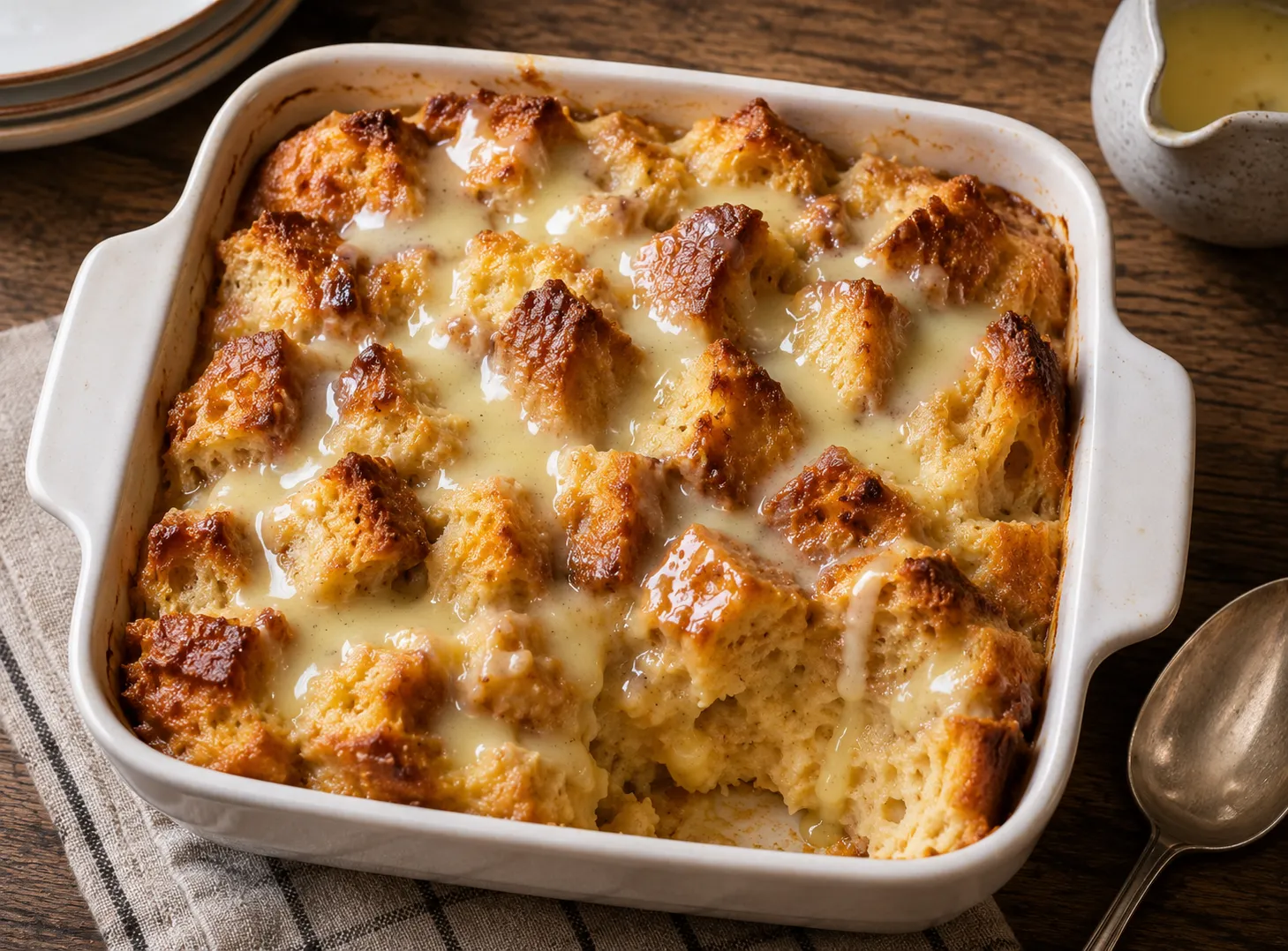 Old-Fashioned Bread Pudding Recipe With Vanilla Sauce — Warm & Indulgent