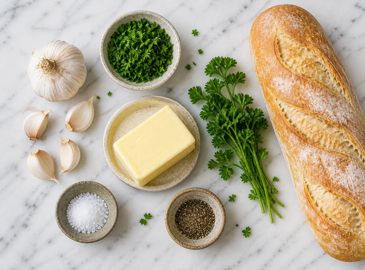 Garlicky Homemade Garlic Bread Recipe — Buttery, Toasty & Impossible to Resist ingredients