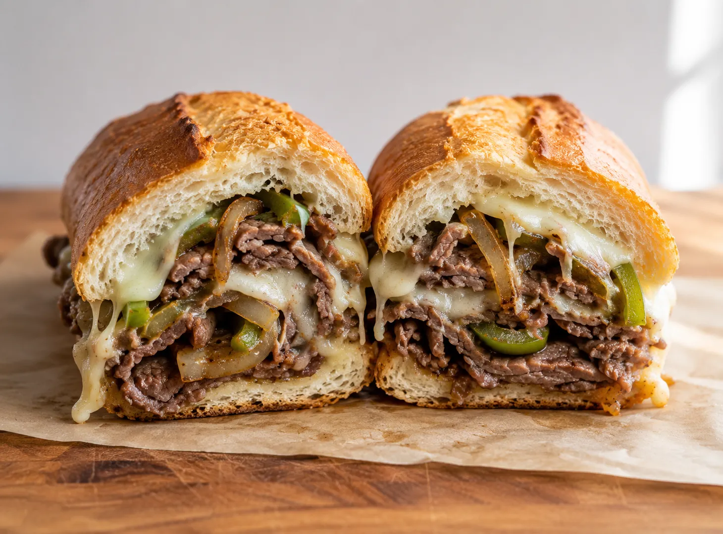 Crispy Philly Cheesesteak Sandwich Recipe — Loaded With Peppers, Onions & Cheese recipe visual