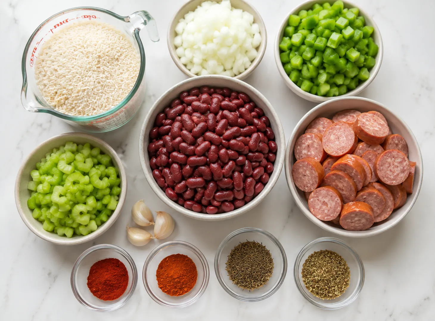 Spicy Red Beans and Rice Recipe — Southern Comfort Food at Its Best ingredients