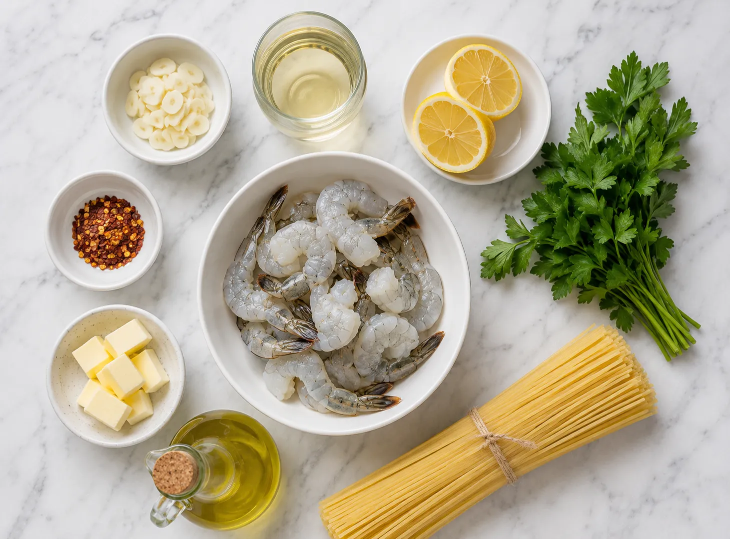 Garlicky Shrimp Scampi Recipe — Buttery, Light & 20-Minute Dinner Perfection ingredients