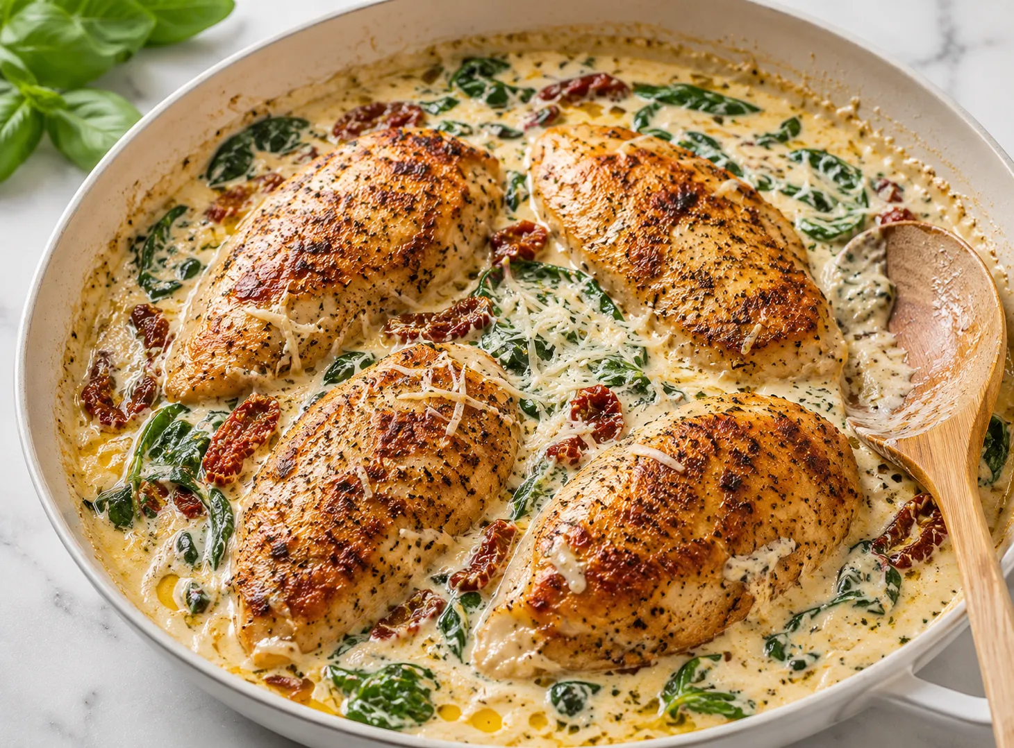 Creamy Tuscan Chicken Recipe — Garlic Parmesan Sauce & One Pan Perfection