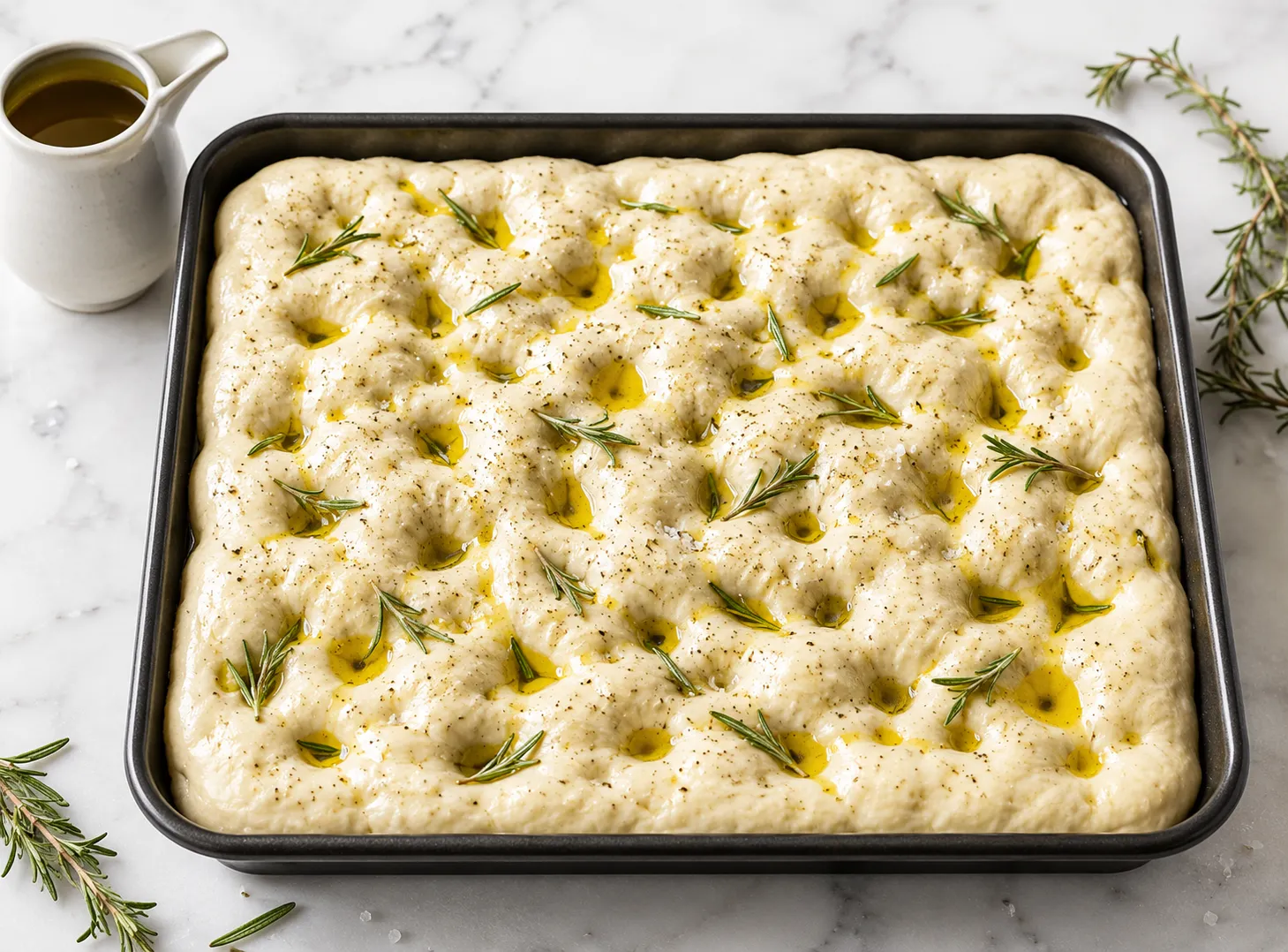 Easy Homemade Focaccia Bread Recipe — Crispy Edges, Fluffy Center & Loaded With Herbs instructions