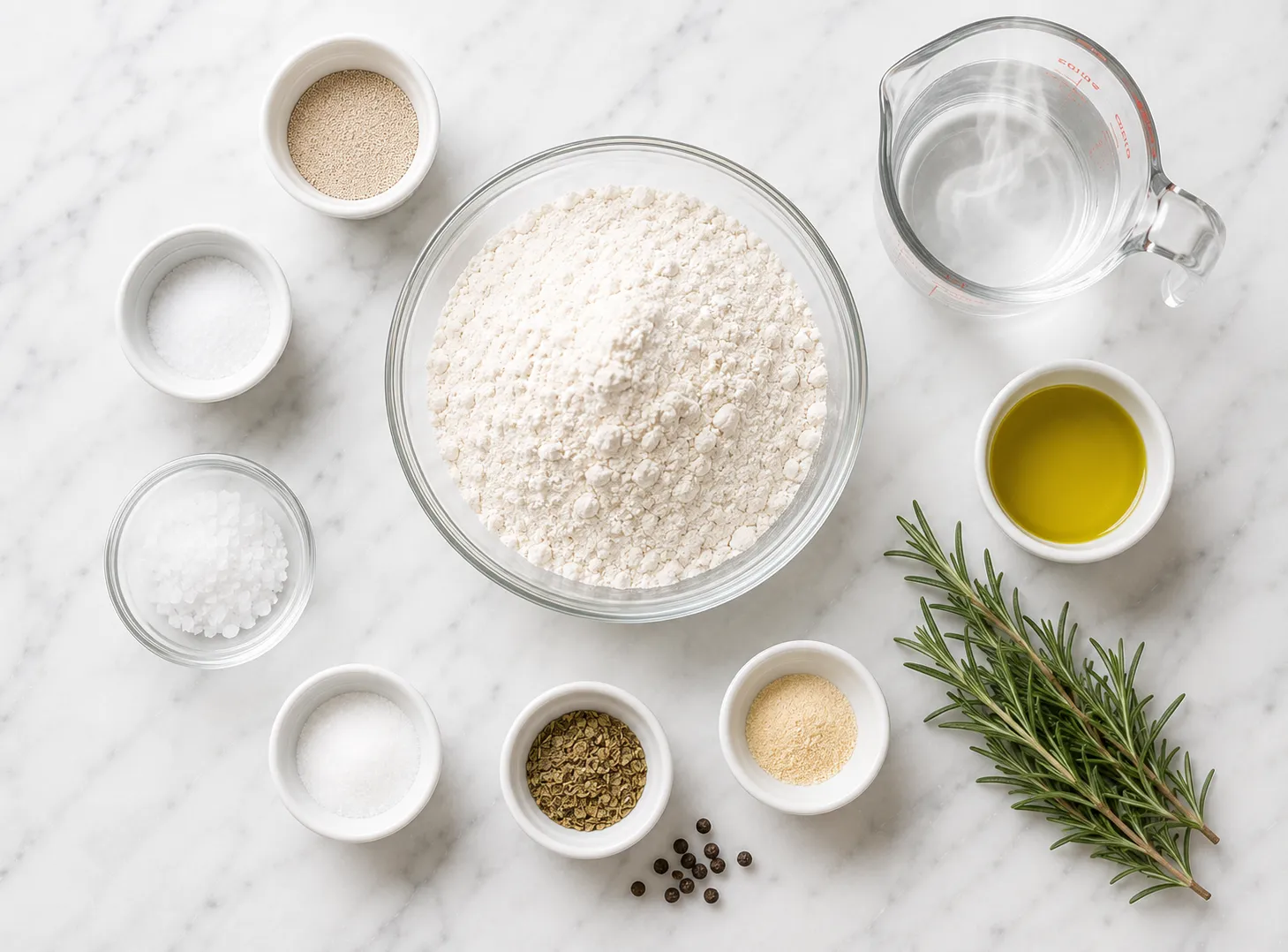 Easy Homemade Focaccia Bread Recipe — Crispy Edges, Fluffy Center & Loaded With Herbs ingredients