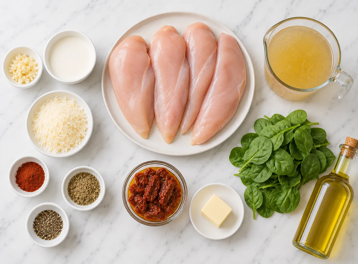 Creamy Tuscan Chicken Recipe — Garlic Parmesan Sauce & One Pan Perfection ingredients