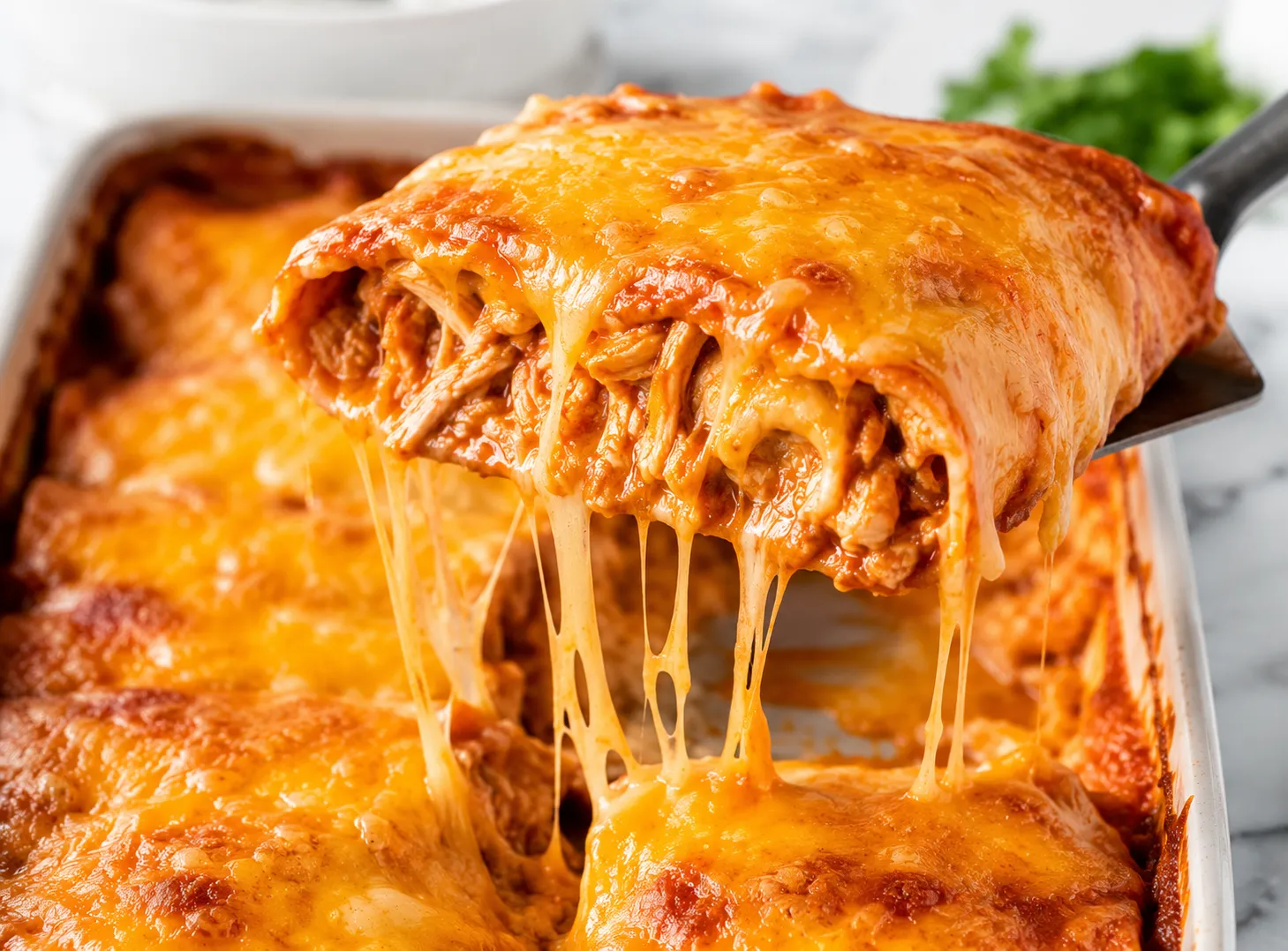 Easy Chicken Enchilada Recipe — Cheesy, Saucy & Family Dinner Favorite instructions