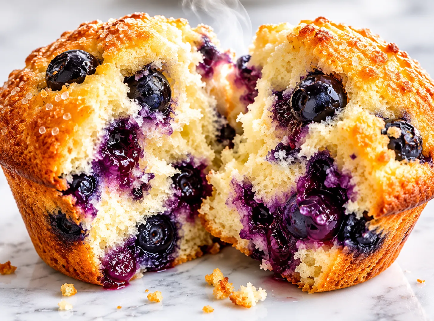 Homemade Blueberry Muffin Recipe — Moist, Bakery Style & Bursting With Berries recipe visual