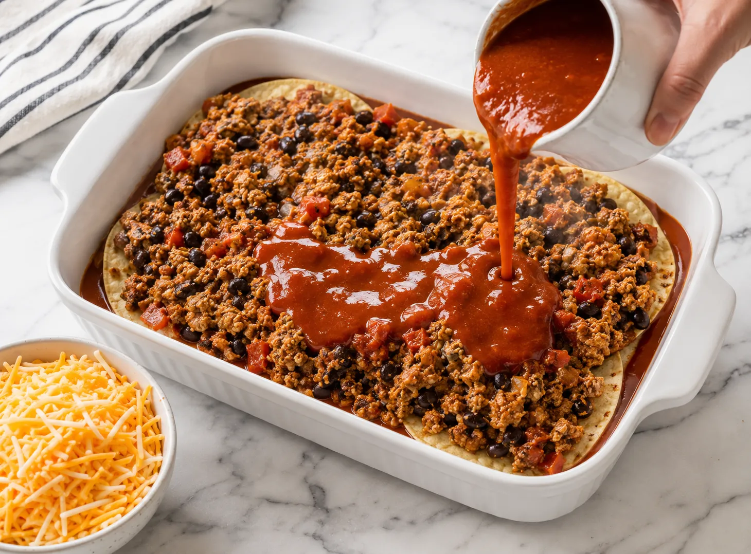 Turkey Enchilada Casserole Recipe: Cheesy and Easy Weeknight Bake instructions