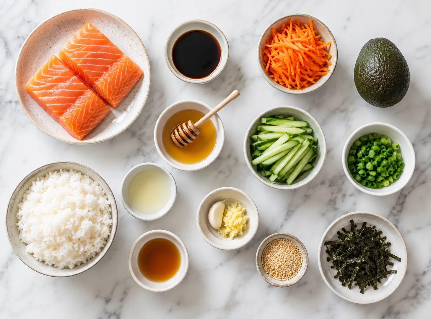 Salmon Rice Bowl Recipe: A Healthy Meal Bowl for Lunch or Dinner ingredients