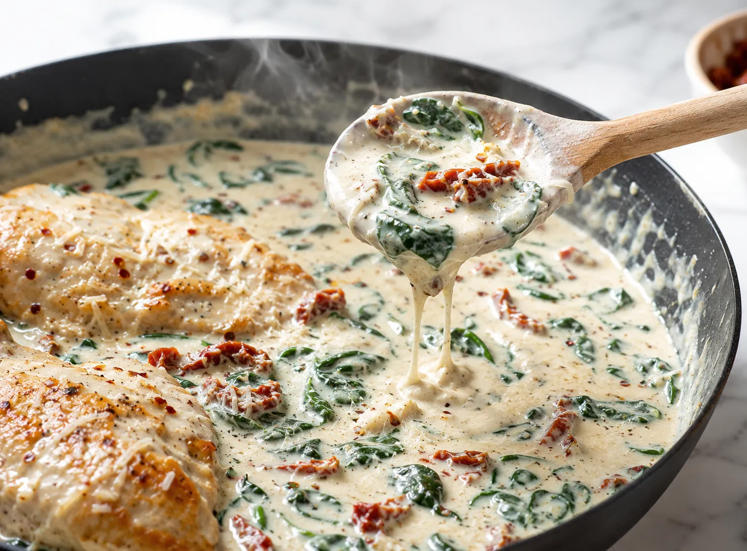 Chicken Florentine Recipe: Creamy Spinach Chicken Skillet instructions