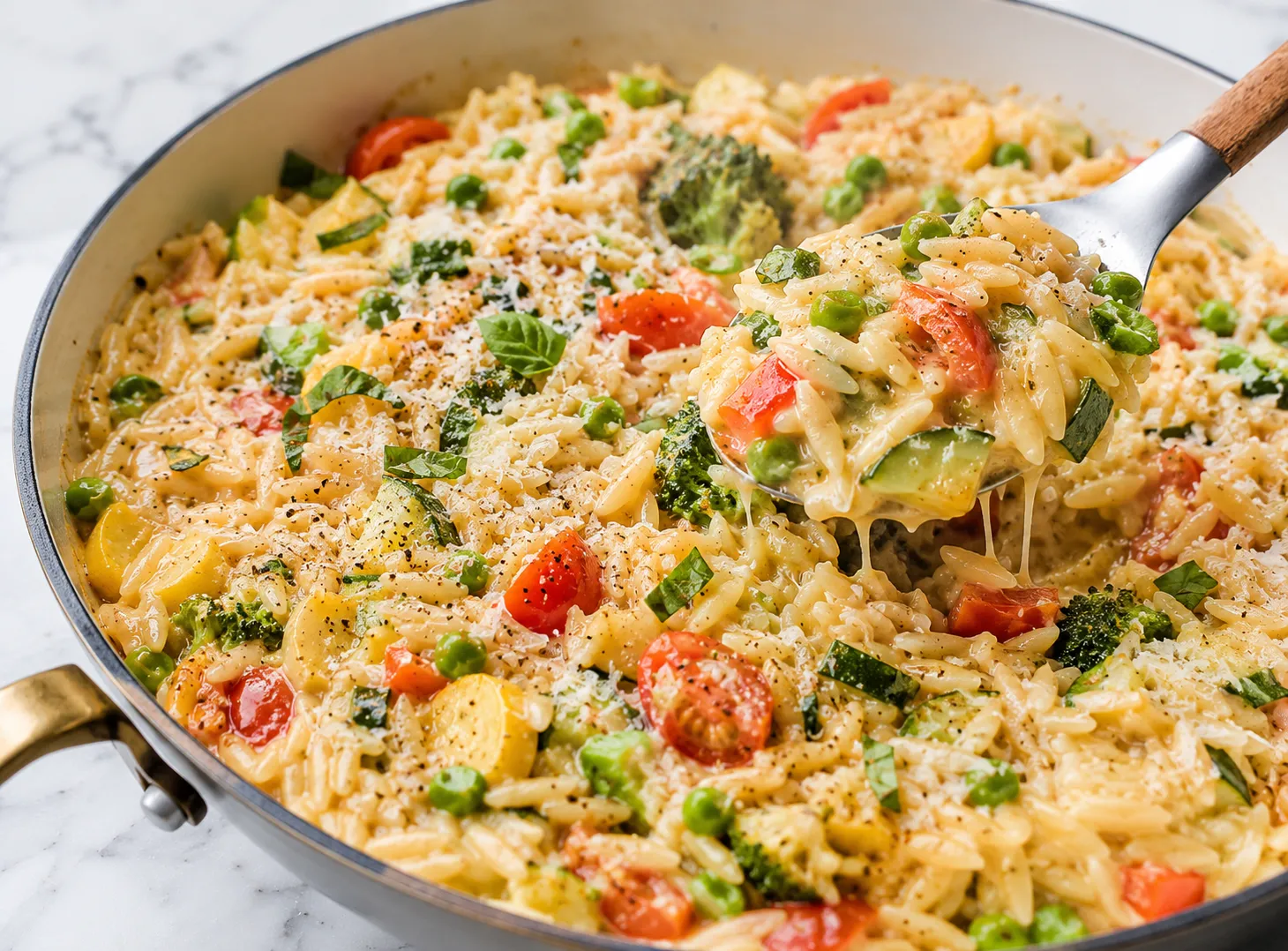 One Pot Orzo Primavera Recipe: Fresh Veggie Pasta in One Pan instructions