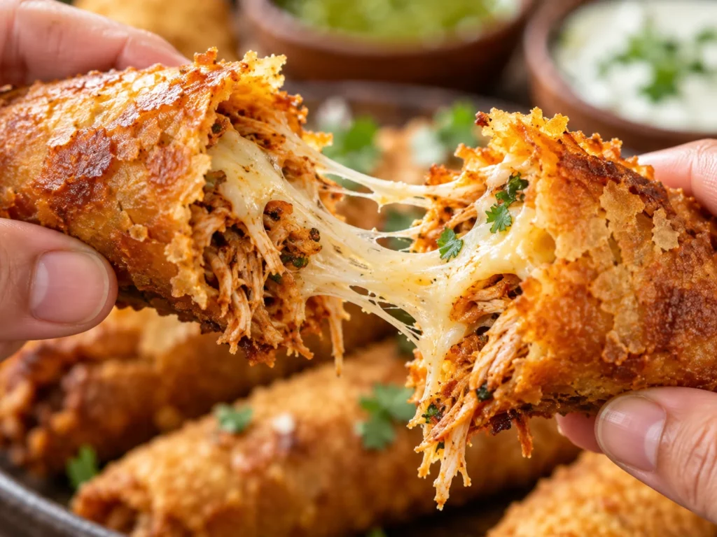 The interior of a warm, cheesy antojito.