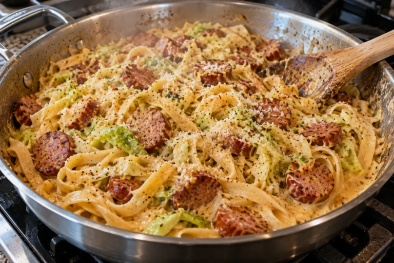 Cajun Sausage Cabbage Alfredo hero